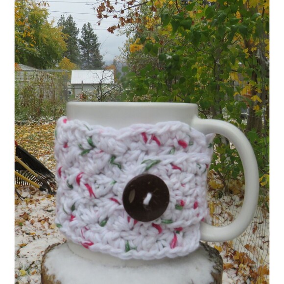 Crocheted Cup Cozy Handmade Coffee Mug or Tea Warmer - Picture 2 of 5